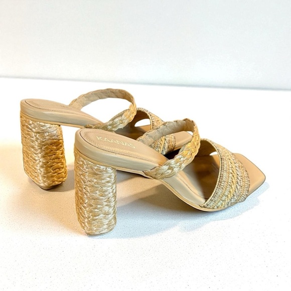NWT Kaanas Braided Jute Accented Double Strap Slip-On Block Heeled Sandals Sz 9 - Picture 7 of 13